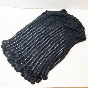 Vintage | Black Embellished Lightweight Knit Scarf